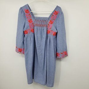 Vici Square Neck Women's Smocked Striped Dress Size Small